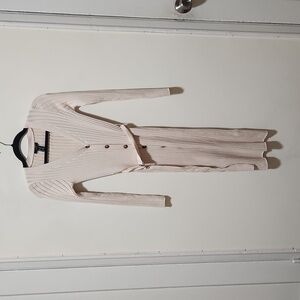 Forever 21 Belted Button Front Ribbed Midi Dress - Medium